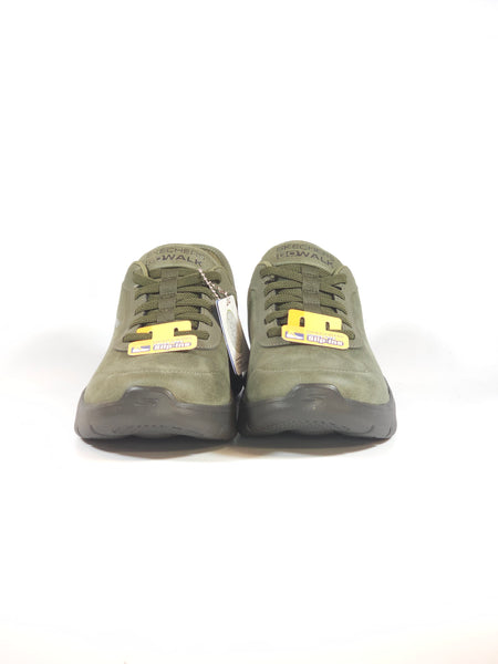 SKECHERS - SCARPA DA GINNASTICA VERDE OLIVA RESISTENTE SLIP INS SENZA UTILIZZARE LE MANI PER UOMO 216326