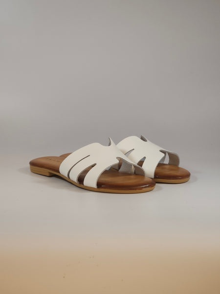KAMMI - CIABATTA DONNA IN PELLE BIANCA MH5102