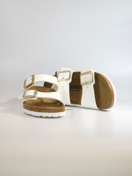 BIRKENSTOCK - CIABATTA ARIZONA PATENT WHITE BIANCA IN VERNICE CON PLANTARE