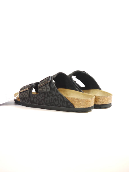 BIRKENSTOCK - CIABATTA ARIZONA NERA CON FANTASIA LEOPARDATA LEO BLACK CON PLANTARE