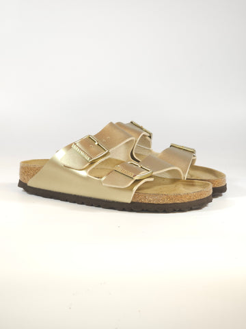 BIRKENSTOCK - CIABATTA ARIZONA CON PLANTARE LAMINATA GOLD DORATA