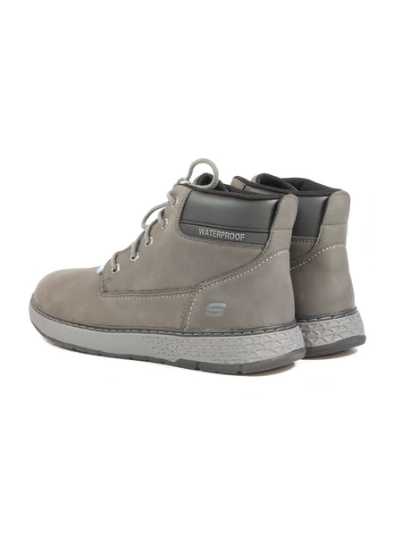 SKECHERS - STIVALETTO GRIGIO INVERNALE IMPERMEABILE CON LACCI WATERPROOF PER UOMO 205235
