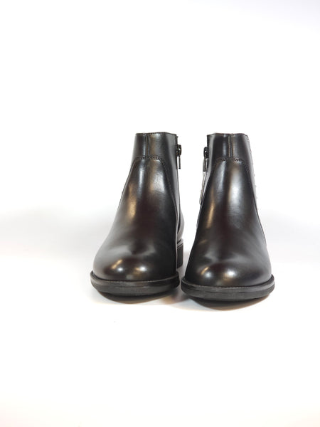 GEOX - STIVALETTO IN PELLE NERA CON BORCHIETTE LATERALI E ZIP INTERNA D56QAC