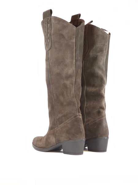 KAMMI VITA - STIVALE TEXANO TESTA DI MORO IN PELLE SCAMOSCIATA CON TACCO 5CM ART. 100