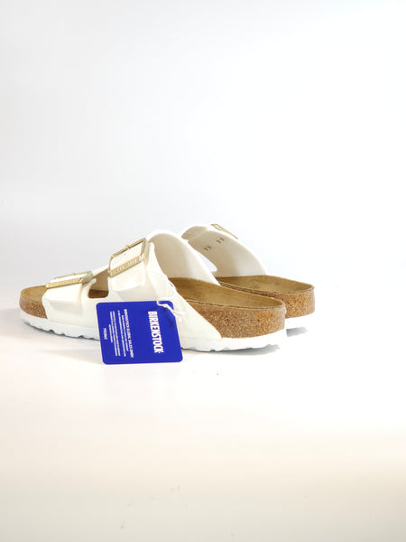 BIRKENSTOCK - CIABATTA ARIZONA PATENT WHITE BIANCA IN VERNICE CON PLANTARE