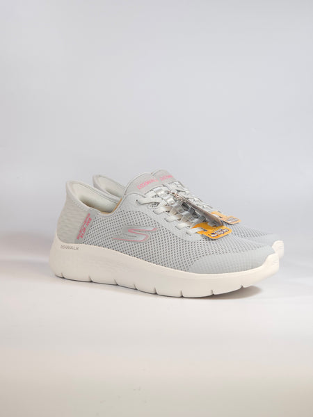 SKECHERS - SCARPA DA GINNASTICA GRIGIA E ROSA SLIP INS SENZA USARE LE MANI CON MEMORY FOAM 124836