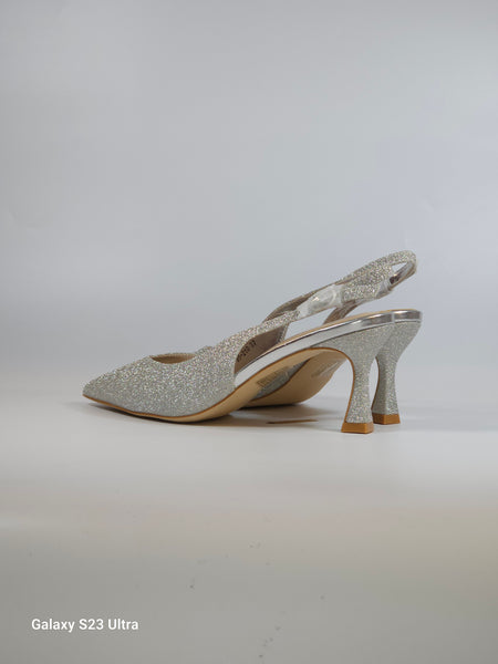 dalzoppo.it - SCARPA SLINGBACK IN GLITTER ARGENTO CON TACCO DI 7 CM 95-210