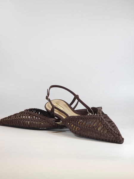dalzoppo.it - SLINGBACK PER DONNA MARRONE INTRECCIATA IN SIMILPELLE M6200