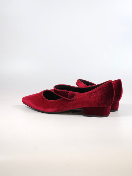 dalzoppo.it - SCARPA IN VELLUTO BORDEAUX CON CINTURINO E TACCO 2 CM PER DONNA VB51368