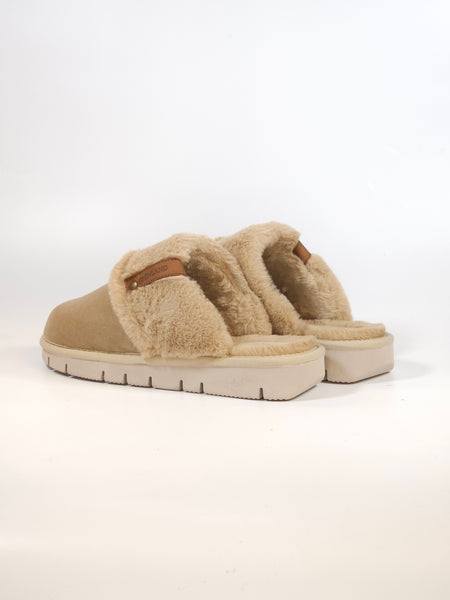 GRUNLAND - CIABATTA INVERNO BEIGE CON PELO CON SUOLA RE-SOFT E ANTISCIVOLO PER DONNA CI3023