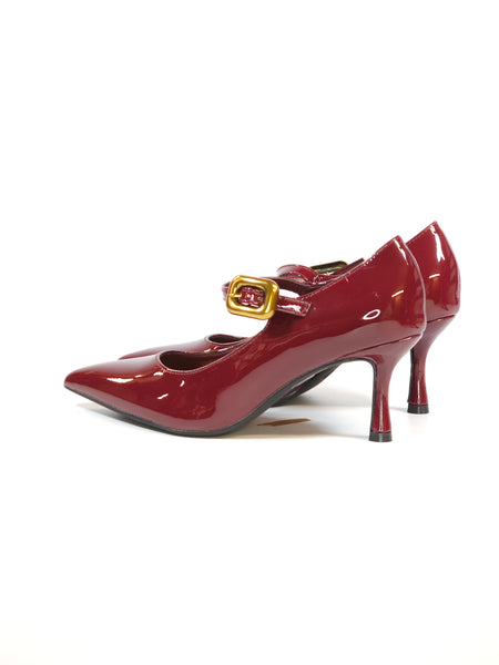 dalzoppo.it - SCARPA IN VERNICE BORDEAUX CON CINTURINO E TACCO 7 CM PER DONNA 85QG