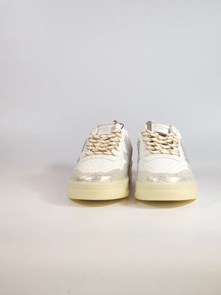 VICTORIA - SCARPA SNEAKERS IN PELLE BIANCA IN STRASS, ROSA E DORATA PER DONNA 257142