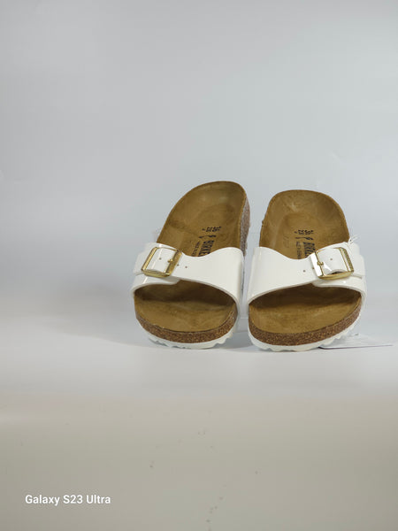 BIRKENSTOCK - CIABATTA MADRID PER DONNA IN VERNICE BIANCA CON PLANTARE