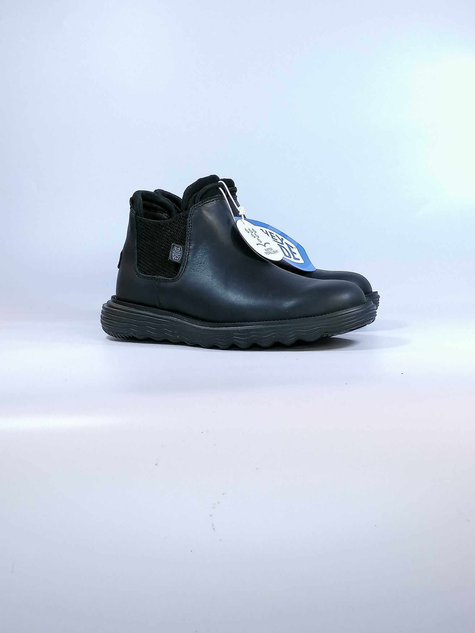 HEY DUDE - STIVALETTO CON ELASTICI LATERALI IMPERMEABILE NERO BRANSON BOOT CRAFT LEATHER BLACK PER DONNA