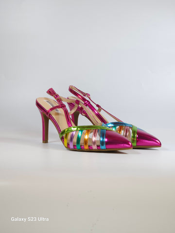 dalzoppo.it - SCARPA SLINGBACK FUXIA E COLORATA CON TACCO DI 9 CM 95-01