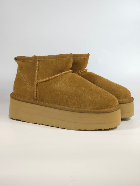 dalzoppo.it - STIVALETTO BEIGE CARAMELLO IN PELLE SCAMOSCIATA CON PELO INTERNO E PLATFORM DI 4 CM PER DONNA 352