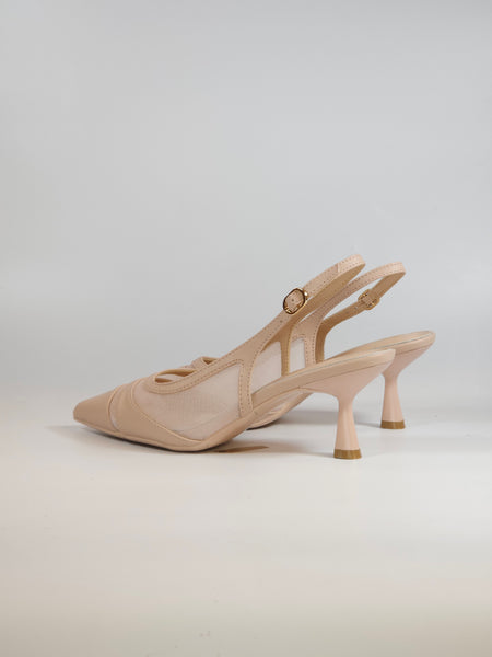 dalzoppo.it - SCARPA SLINGBACK IN PELLE ROSA CIPRIA E RETE CON TACCO DI 6 CM PER DONNA J07-05A