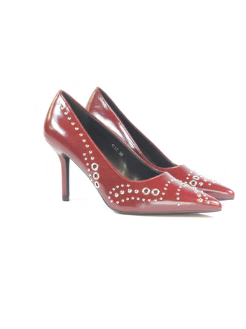 dalzoppo.it - SCARPA DÉCOLLETÉ BORDEAUX CON BORCHIE E CON TACCO 8 CM PER DONNA G12
