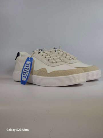 HEY DUDE - SCARPA GINNICA LEGGERA IN TELA E PELLE HUDSON M CANVAS BIANCA E GREIGE