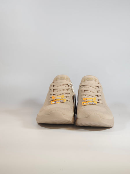 SKECHERS - SCARPA DA GINNASTICA BEIGE NATURALE CON TESSUTO ELASTICIZZATO SLIP INS SENZA USARE LE MANI CON MEMORY FOAM PER DONNA 117497