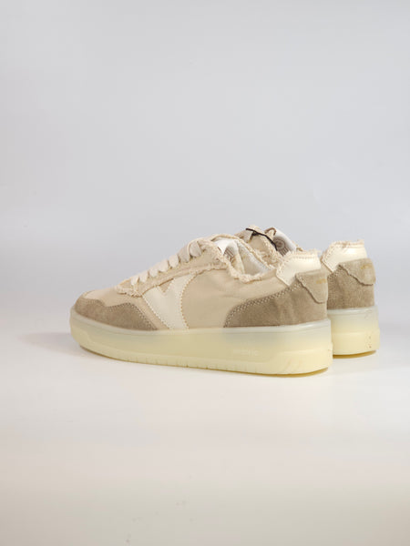 VICTORIA - SCARPA SNEAKERS IN PELLE BEIGE IN CANVAS PER DONNA 257146