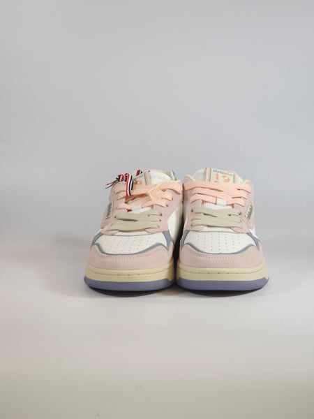 VICTORIA - SCARPA SNEAKERS IN PELLE BIANCA ROSA E LILLA PER DONNA 800128