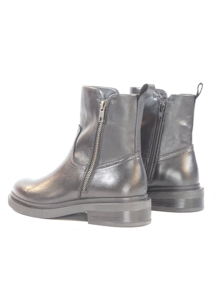 KAMMI - STIVALETTO IN PELLE NERA MORBIDA CON ZIP INTERNA PER DONNA 11362