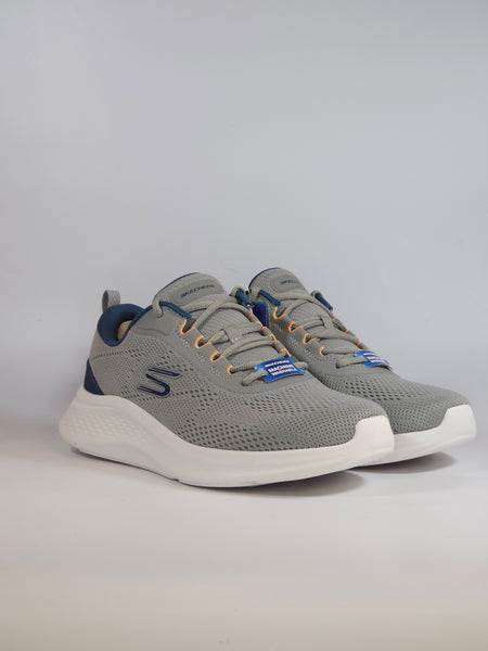 SKECHERS - SCARPA DA GINNASTICA GRIGIA SCURA E BLU GO WALK LAVABILE IN LAVATRICE CON MEMORY FOAM PER UOMO 233184
