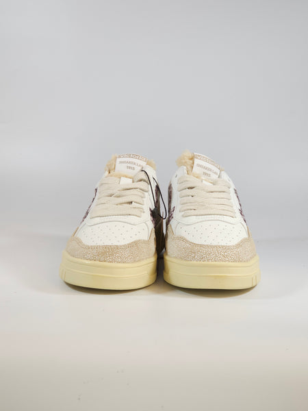 VICTORIA - SCARPA SNEAKERS IN PELLE BEIGE E LEO PER DONNA 257124