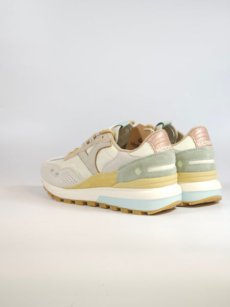 VICTORIA - SCARPA SNEAKERS IN PELLE BEIGE E PASTELLO PER DONNA 156116