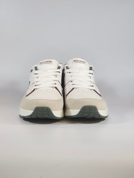 SKECHERS - SCARPA DA GINNASTICA BIANCA CON DETTAGLI VERDI E BORDEAUX IN SIMILPELLE CON AIR PER UOMO 183020