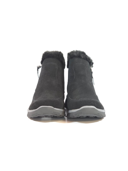 SKECHERS - STIVALETTO SPORTIVO NERO CON ZIP ESTERNA E PELO CON MEMORY FOAM PER DONNA 167862