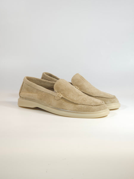 KAMMI - MOCASSINO LISCIO IN PELLE SCAMOSCIATA TAUPE GREIGE CON FONDO GHIACCIO PER DONNA ART. 18