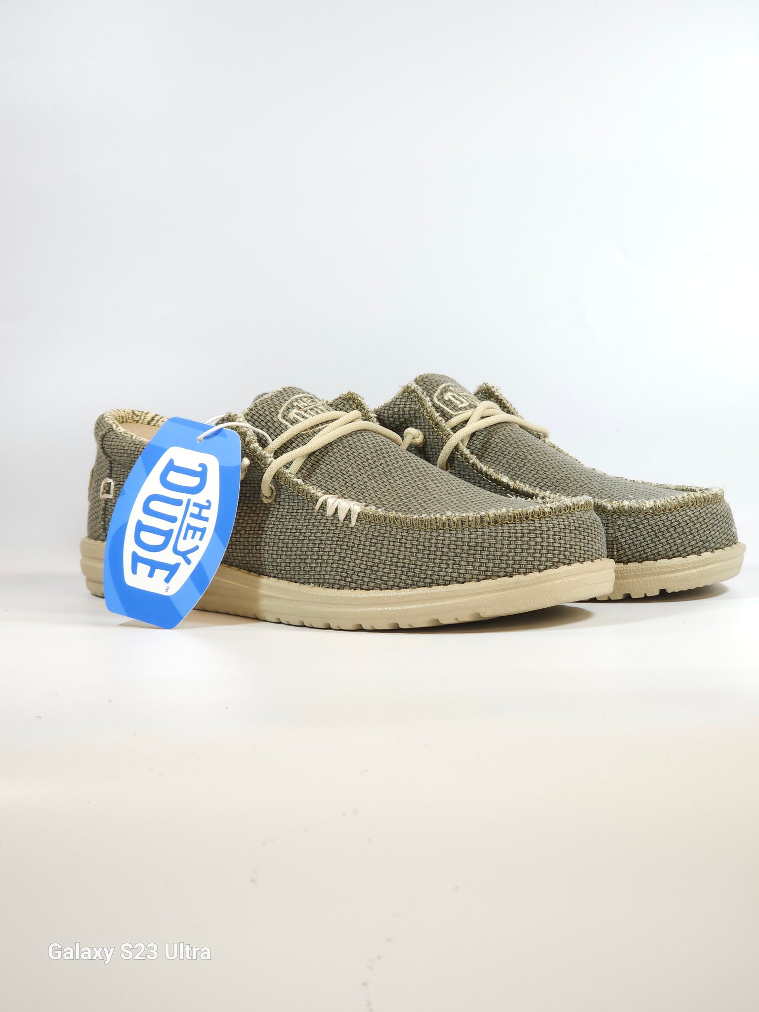 HEY DUDE - SCARPA LEGGERA IN TELA WALLY BRAIDED ARMY VERDE MILITARE