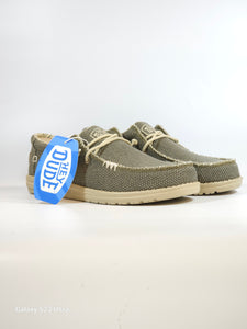 HEY DUDE - SCARPA LEGGERA IN TELA WALLY BRAIDED ARMY VERDE MILITARE