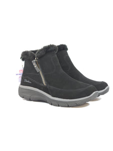 SKECHERS - STIVALETTO SPORTIVO NERO CON ZIP ESTERNA E PELO CON MEMORY FOAM PER DONNA 167862