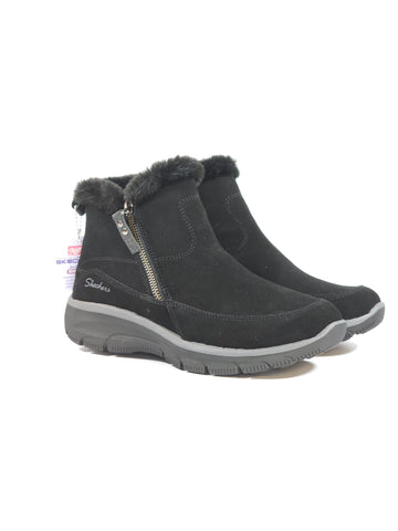 SKECHERS - STIVALETTO SPORTIVO NERO CON ZIP ESTERNA E PELO CON MEMORY FOAM PER DONNA 167862