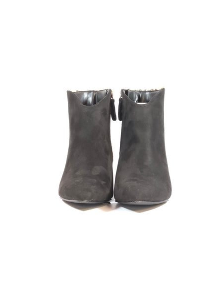V. - TRONCHETTO ELEGANTE A PUNTA IN PELLE SCAMOSCIATA NERA E ANIMALIER LEO CON SOTTOPIEDE IMBOTTITO MORBIDO E TACCO 3 CM YH12-01M