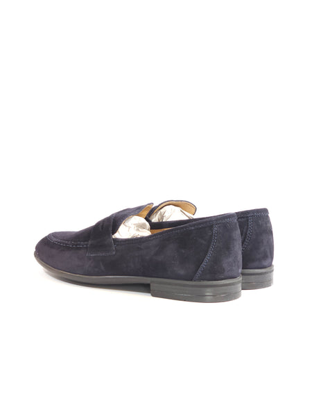KAMMI - MOCASSINO COLLEGE UOMO IN PELLE SCAMOSCIATA BLU 200 MADE IN ITALY