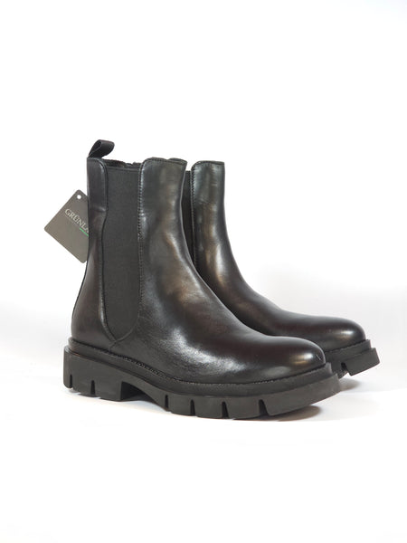 GRUNLAND - STIVALETTO BEATLES IN PELLE NERA CON ELASTICI LATERALI PO1875