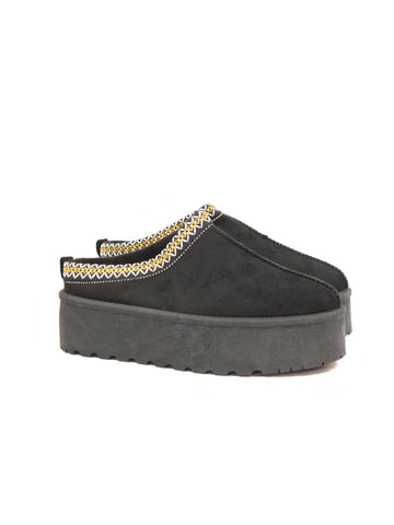 dalzoppo.it - CIABATTA SABOT NERA CON PELO INTERNO CON PLATFORM 4CM PER DONNA 1BKA