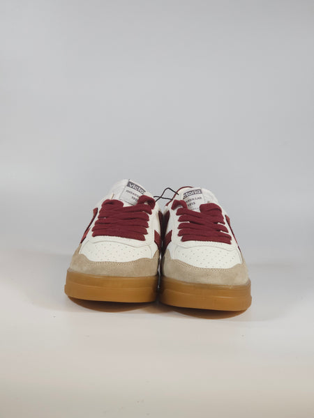 VICTORIA - SCARPA SNEAKERS IN PELLE BIANCA E BORDEAUX PER DONNA 257125