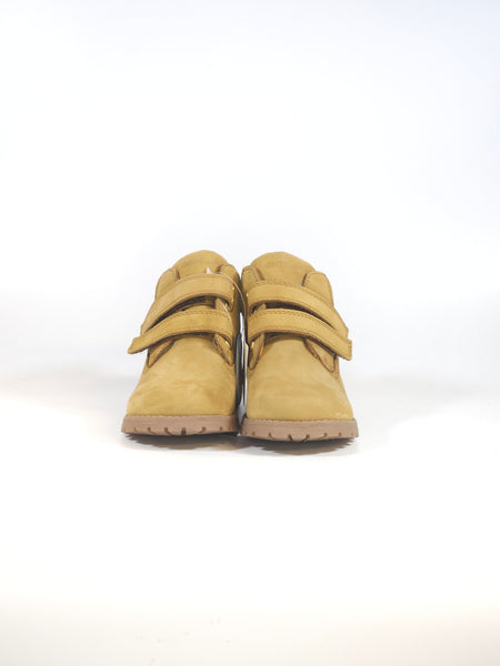 GRUNLAND - STIVALETTO GIALLONE IN PELLE OCRA CON STRAPPI PER BAMBINI PP0474