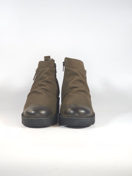 KAMMI - STIVALETTO IN PELLE MORBIDA SCAMOSCIATA MARRONE OLIVA CON ZIP INTERNA PER DONNA FLEX03K