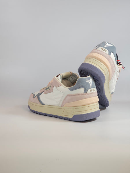 VICTORIA - SCARPA SNEAKERS IN PELLE BIANCA ROSA E LILLA PER DONNA 800128