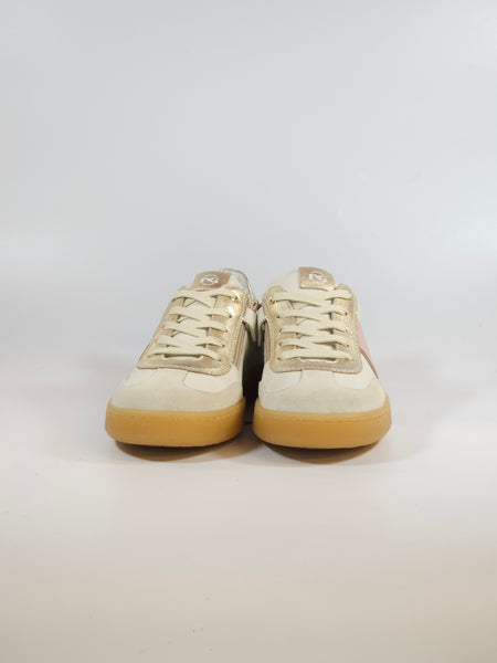 NERO GIARDINI - SCARPA SNEAKERS IN PELLE BURRO CON BANDA LATERALE ROSA E FONDO AMBRATO, CON ZIP INTERNA PER RAGAZZA E533270
