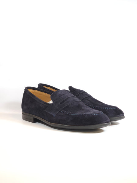 KAMMI - MOCASSINO COLLEGE UOMO IN PELLE SCAMOSCIATA BLU 200 MADE IN ITALY
