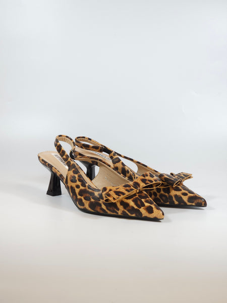 dalzoppo.it - SCARPA SLINGBACK DONNA LEOPARDATA CON FIOCCO E TACCO 6CM MBA05