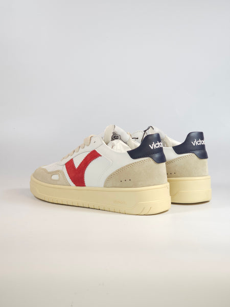 VICTORIA - SCARPA SNEAKERS IN PELLE BIANCA, ROSSA E BLU PER DONNA 257101