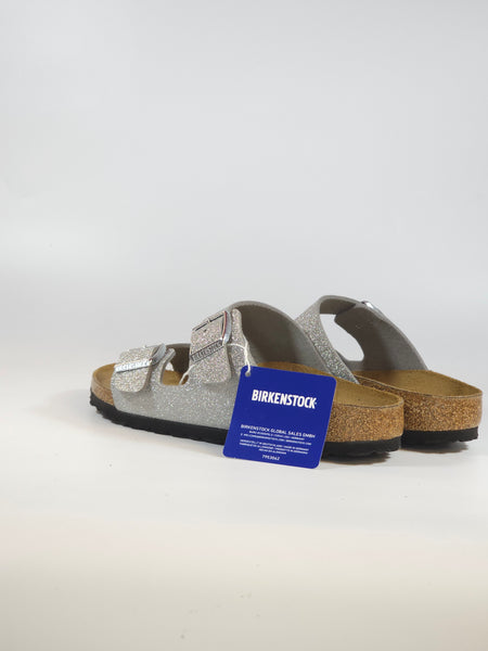 BIRKENSTOCK - CIABATTA ARIZONA CON PLANTARE ARGENTO SHINY GLITTER SILVER